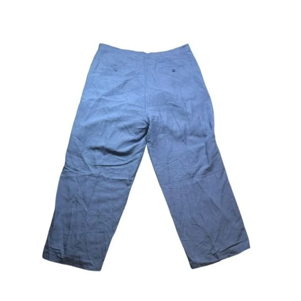 Linea Uomo Linen Blend Pants Mens 38x30 (37x28) Drawstring Beach Vacation Blue
